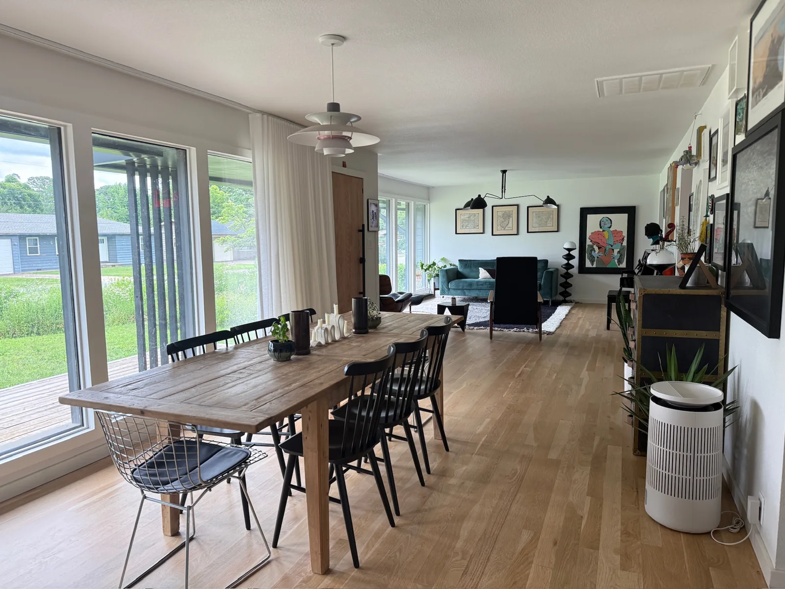 Dining area with windows