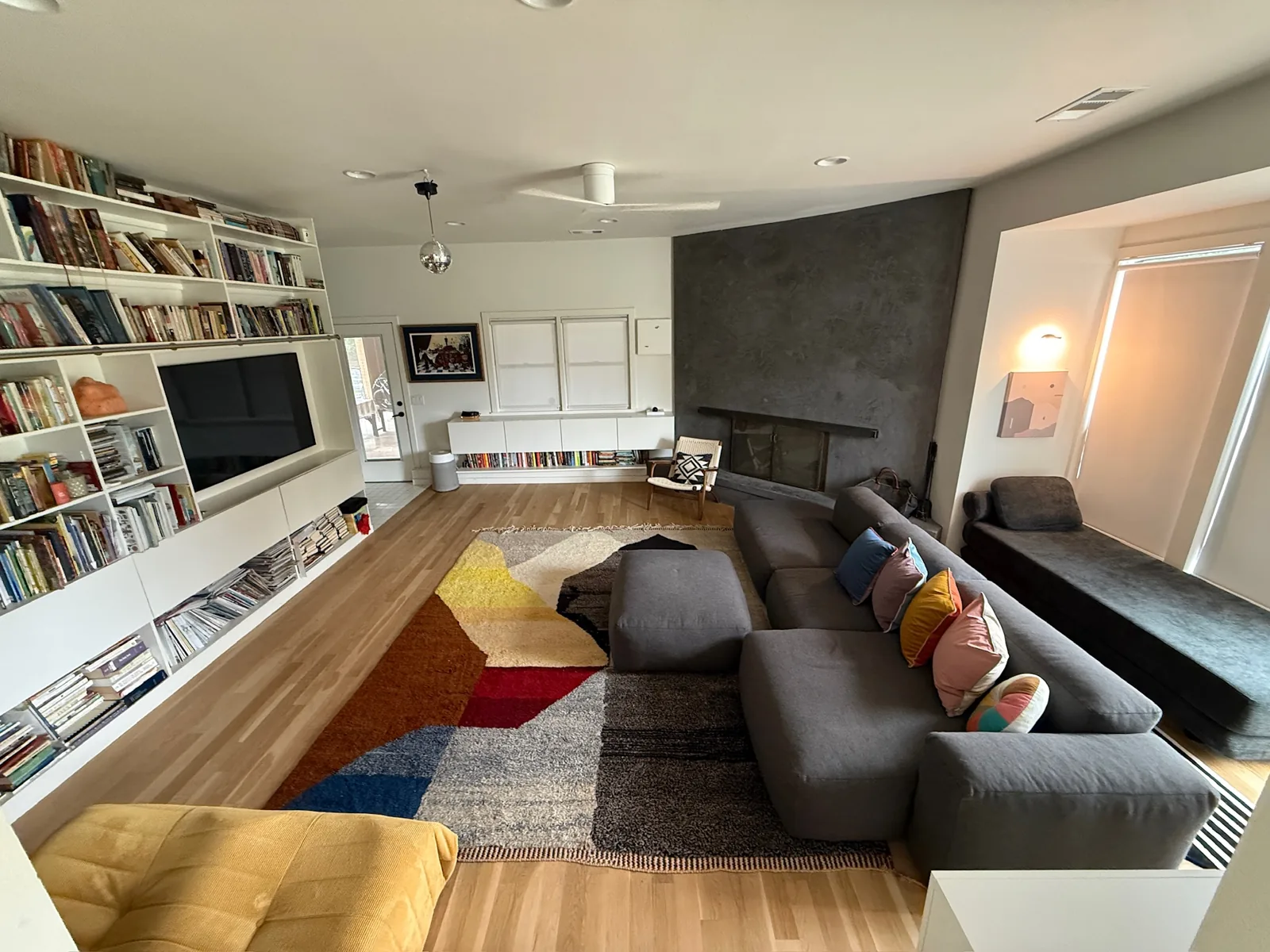 Family room with built-ins