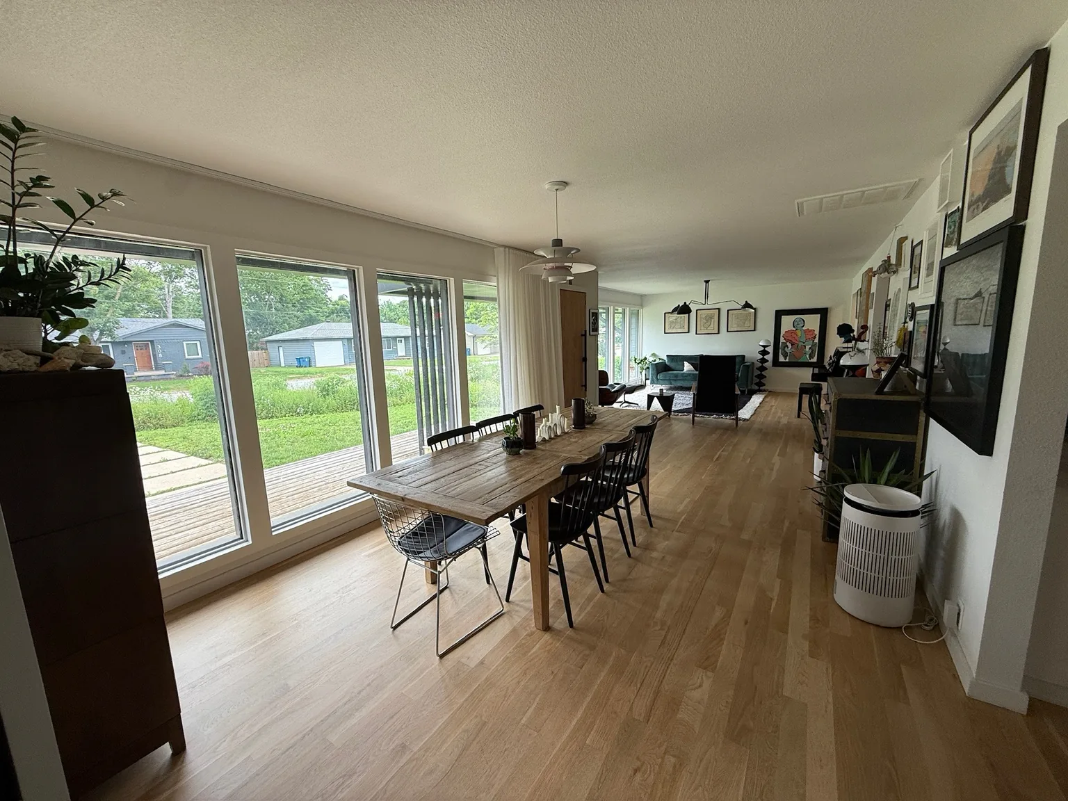 Open dining and living area
